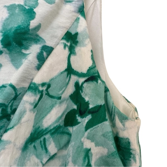 Adrianna Papell Green Dress Floral Fit & Flare Sleeveless beaded collar 10 - Picture 7 of 13